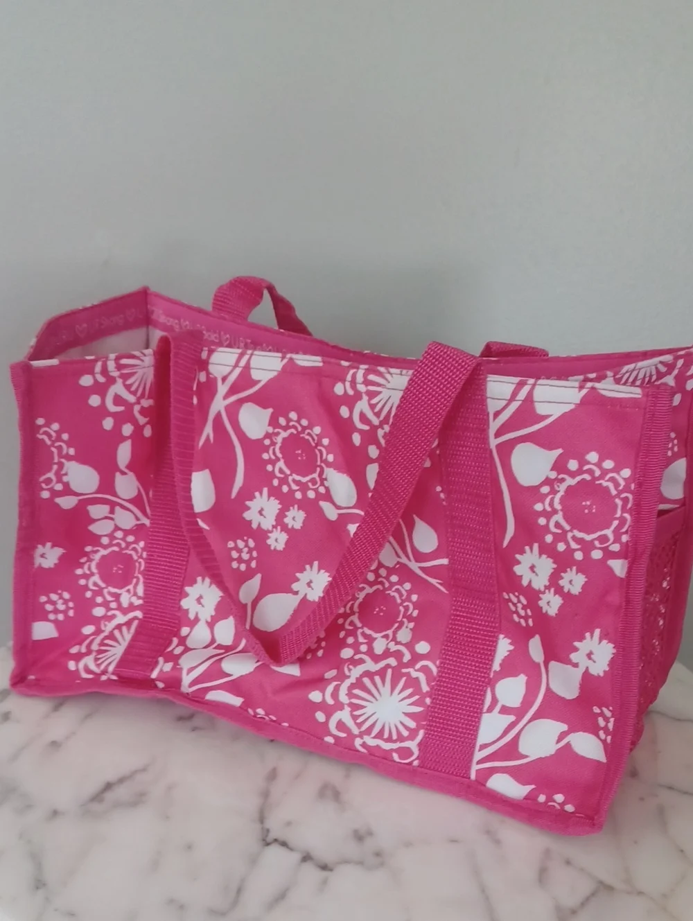 Thirty-One Pink and White Floral Tote Bag URU Keep It Caddy 6